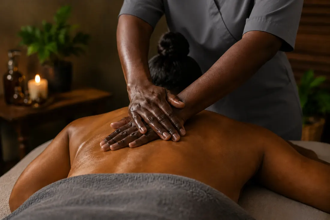 Deep tissue mobile massage therapy in a warm private treatment setting